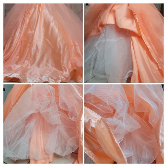 MacDuggal Mermaid Sweetheart Sequin Bead Peach Tulle Trumpet Dress Ball Gown✨️6 - Picture 13 of 16